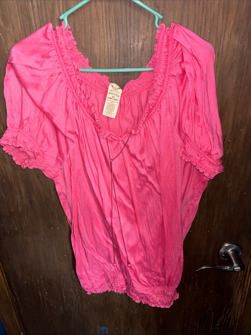 Faded Glory Hot Pink Peasant Blouse - Picture 3 of 12